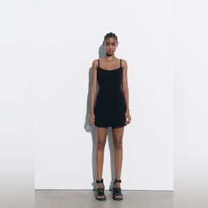 Zara Open Back Linen Blend Dress